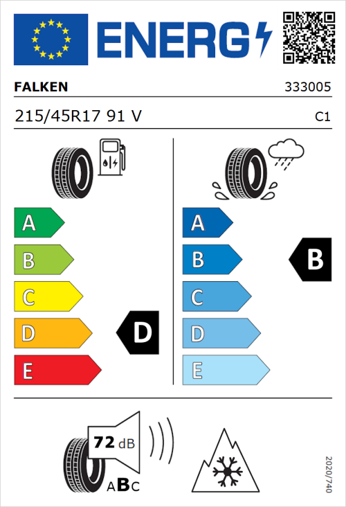 Tyre Label for Falken Eurowinter HS01 215/45R17 91V