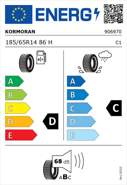Tyre Label for Kormoran Road 185/65R14 86H