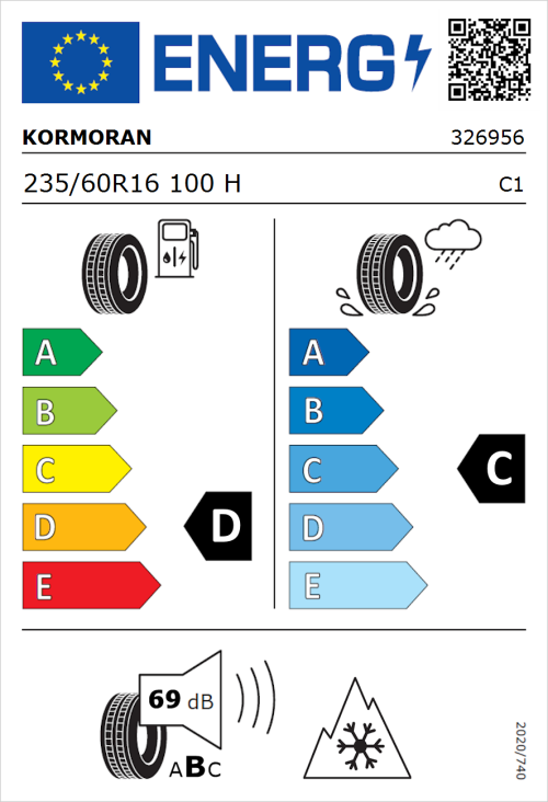 Tyre Label for Kormoran SUV Summer 235/60R16 100H